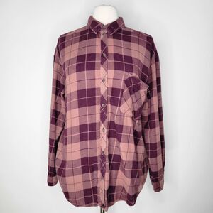 WILFRED FREE Maroon Flannel Button Up Shirt Size L Cotton
